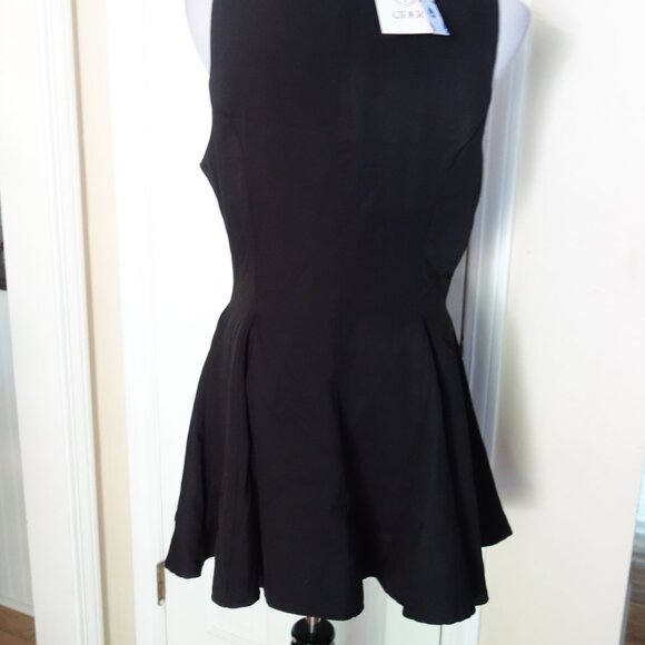 NWT CIDER V-Neck Gold Tone Button Ruffle Hem Black Mini Dress – L - Picture 6 of 12